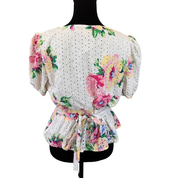 SLATE & WILLOW X RTR White Floral Eyelet Blouse Top Size L - Picture 6 of 10